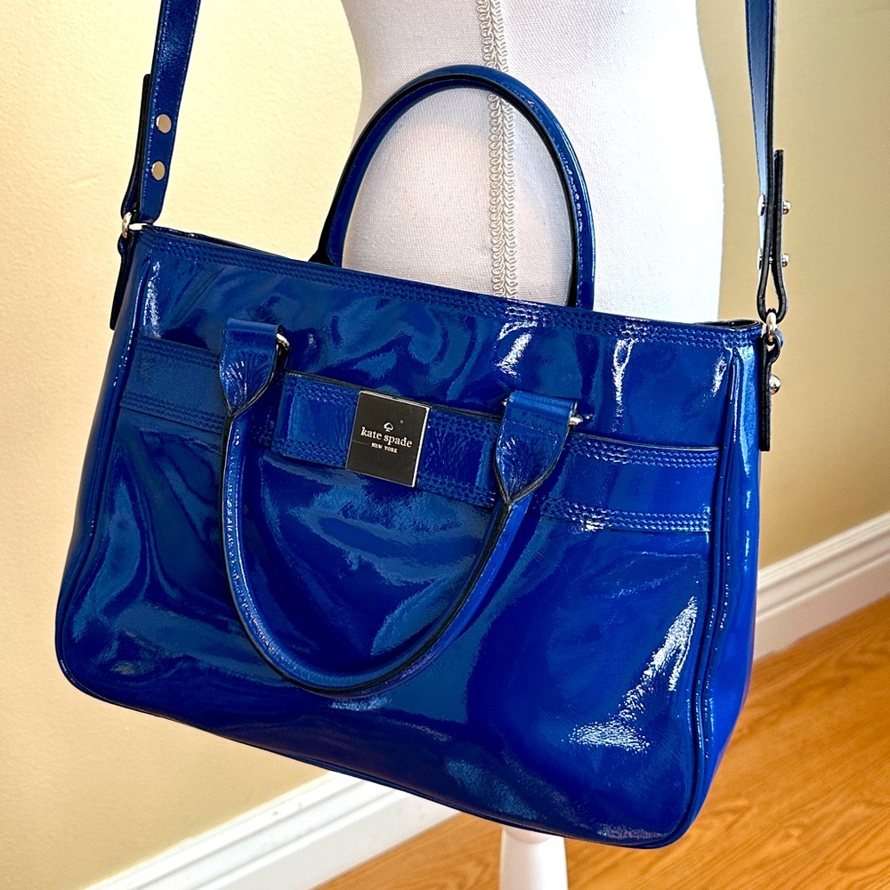 Kate Spade Royal Blue Primrose Hill Goldie Patent Leather Satchel